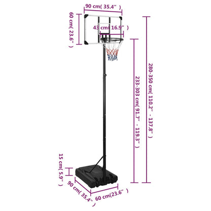 Basketbalstandaard 280-350 Cm Polycarbonaat Transparant