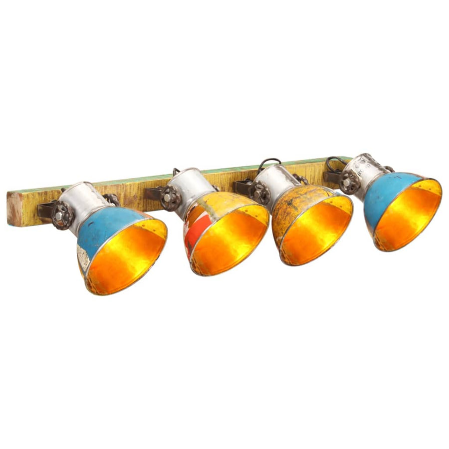 Wandlamp Industrieel E27 90X25 Cm Meerkleurig Recht - 4 lampenkappen 1 Multikleur
