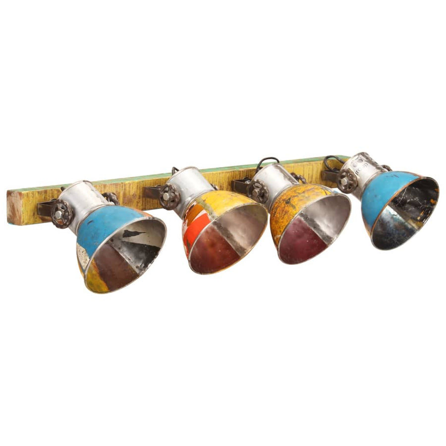 Wandlamp Industrieel E27 90X25 Cm Meerkleurig Recht - 4 lampenkappen 1 Multikleur