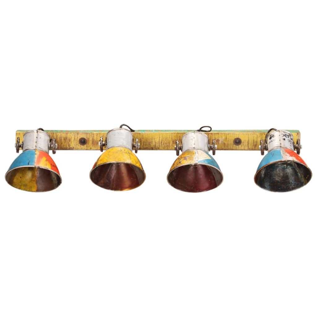 Wandlamp Industrieel E27 90X25 Cm Meerkleurig Recht - 4 lampenkappen 1 Multikleur
