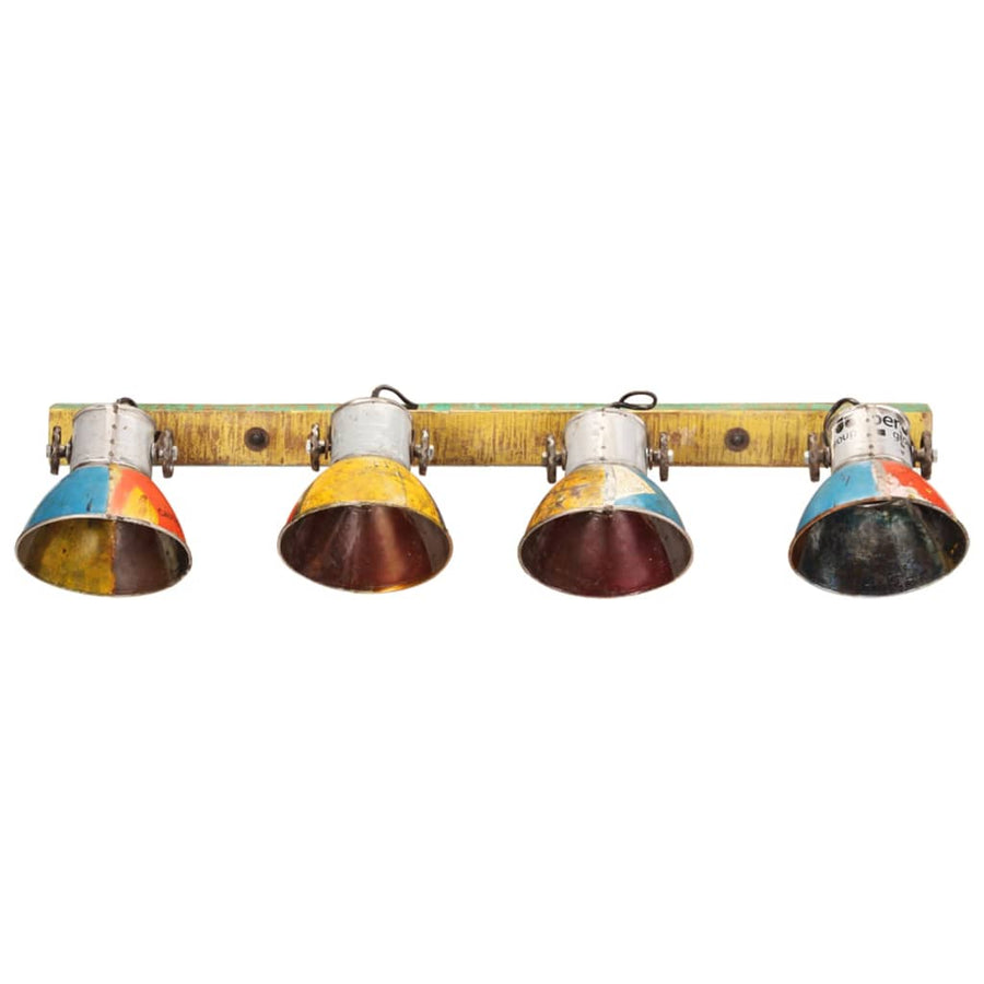Wandlamp Industrieel E27 90X25 Cm Meerkleurig Recht - 4 lampenkappen 1 Multikleur