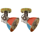 Wandlamp industrieel gerecycled hout E27 17cm 2 stuks