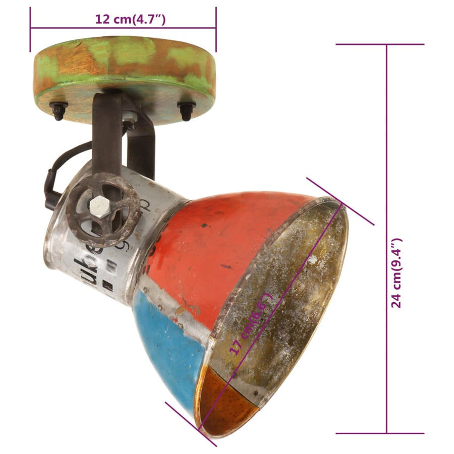 Wand- / plafondlampen industrieel 2 st gerecycled E27 17x24 cm
