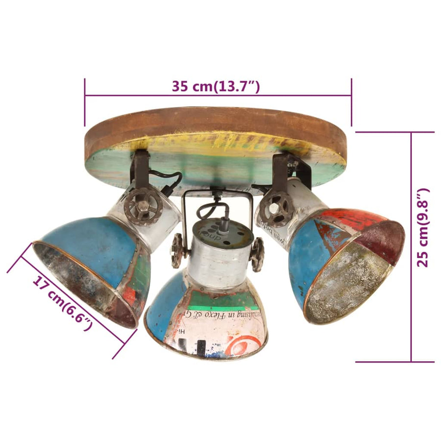 Plafondlamp Industrieel 25 W E27 42X25 Cm Meerkleurig Ronde plafondlamp 3 kappen Multikleur