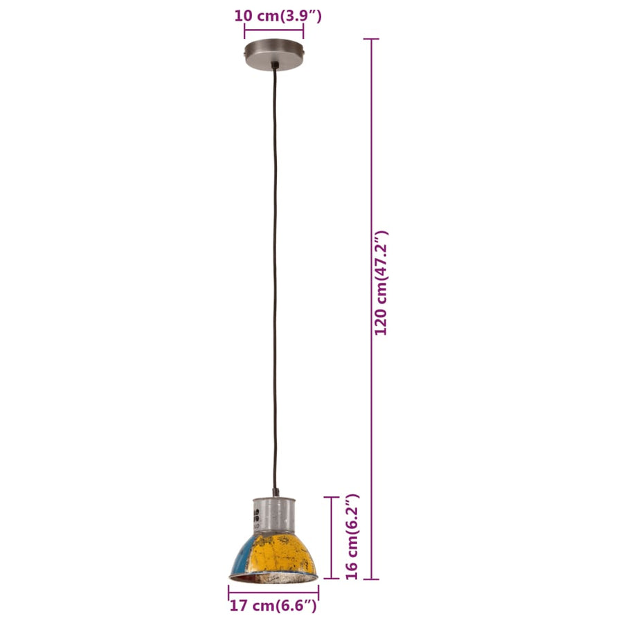 Hanglamp industrieel rond 25 W E27 17 cm meerkleurig