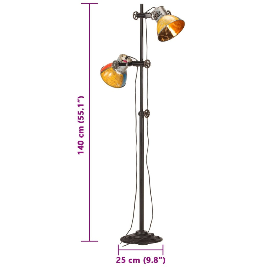 Vloerlamp met 2 lampenkappen E27 meerkleurig