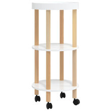 Trolley 38x38x82 cm bewerkt hout en massief grenenhout wit