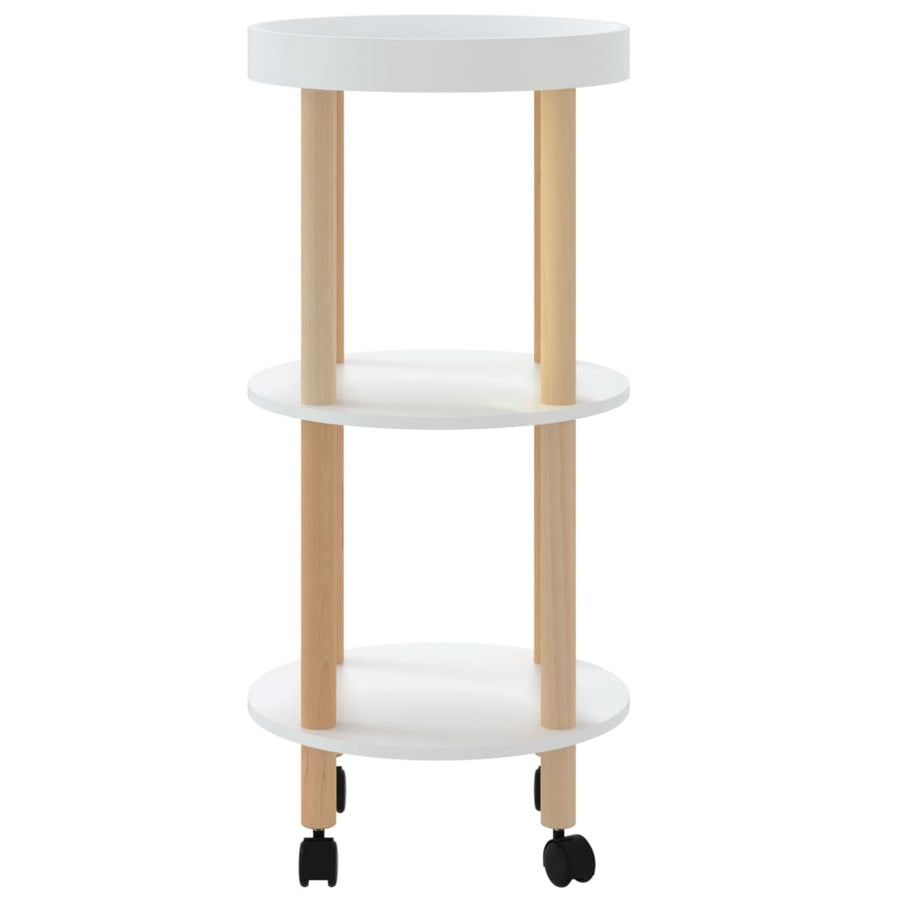 Trolley 38x38x82 cm bewerkt hout en massief grenenhout wit