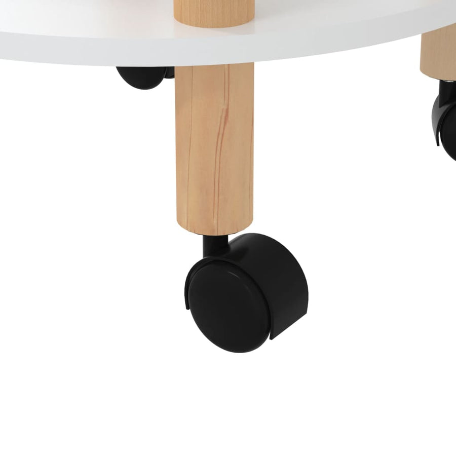 Trolley 38x38x82 cm bewerkt hout en massief grenenhout wit