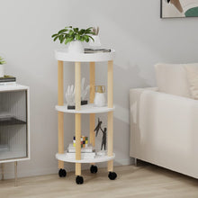 Trolley 38x38x82 cm bewerkt hout en massief grenenhout wit