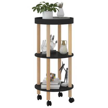 Trolley 38X38X82 Cm Bewerkt Hout En Massief Grenenhout Zwart