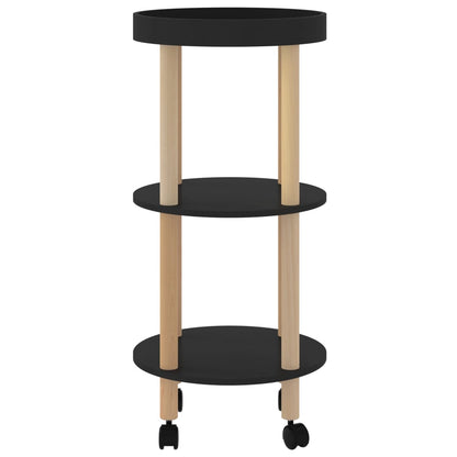 Trolley 38X38X82 Cm Bewerkt Hout En Massief Grenenhout Zwart
