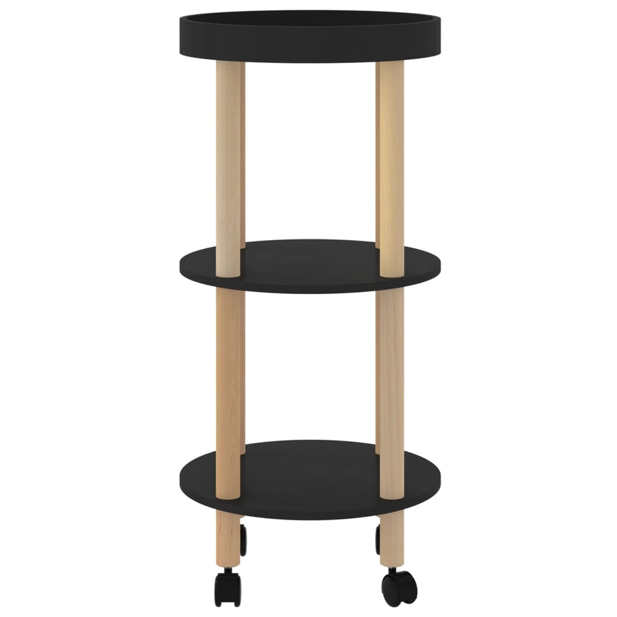 Trolley 38X38X82 Cm Bewerkt Hout En Massief Grenenhout Zwart