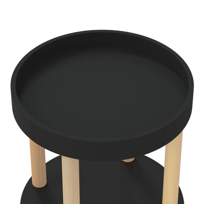 Trolley 38X38X82 Cm Bewerkt Hout En Massief Grenenhout Zwart