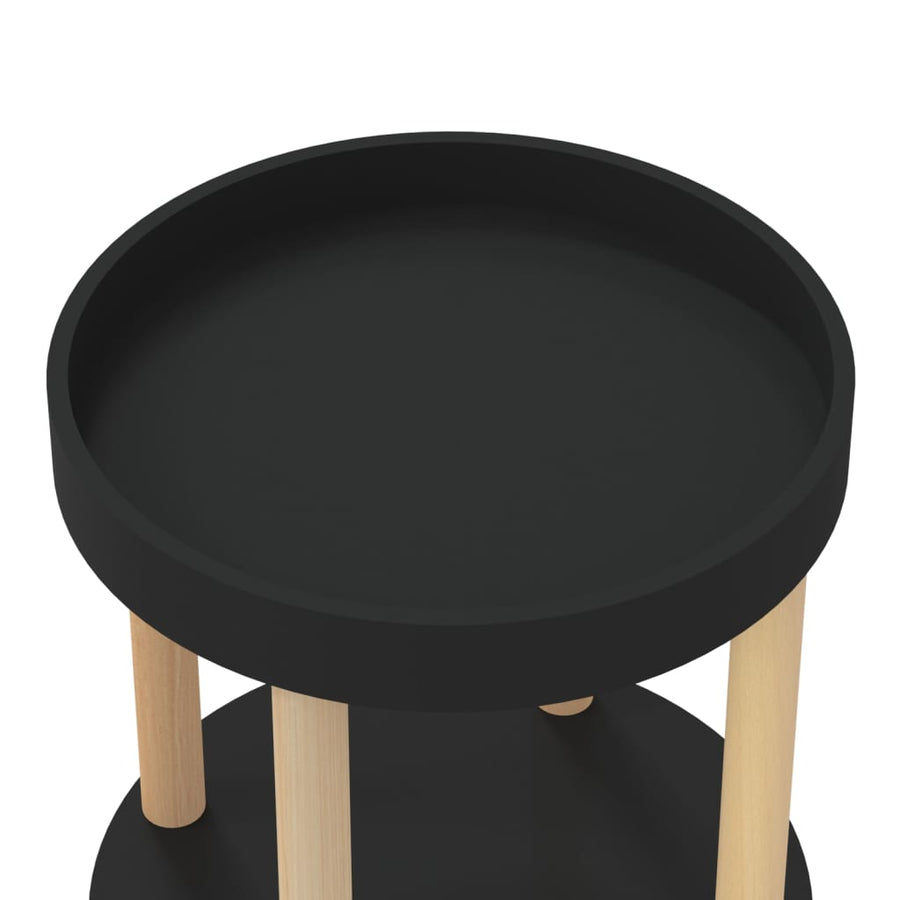 Trolley 38X38X82 Cm Bewerkt Hout En Massief Grenenhout Zwart