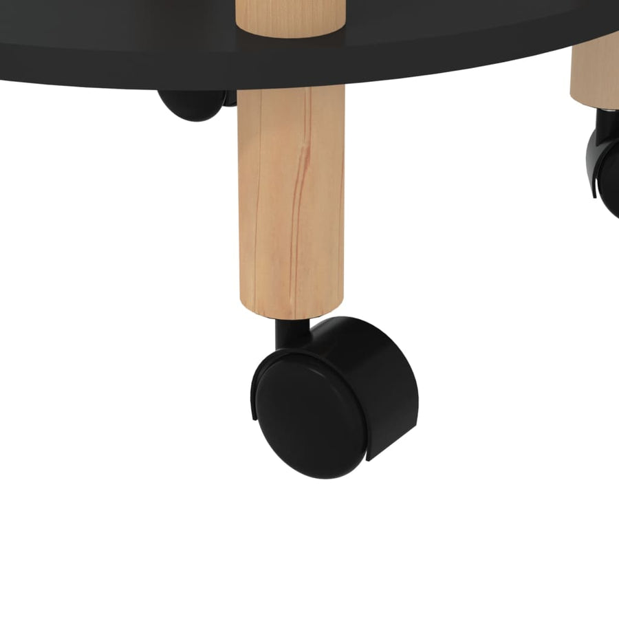 Trolley 38X38X82 Cm Bewerkt Hout En Massief Grenenhout Zwart