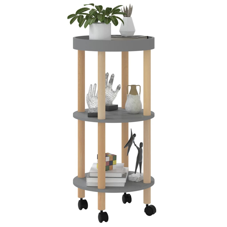 Trolley 38X38X82Cm Bewerkt Hout En Massief Grenenhout Grijs
