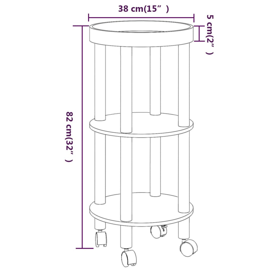 Trolley 38X38X82Cm Bewerkt Hout En Massief Grenenhout Grijs