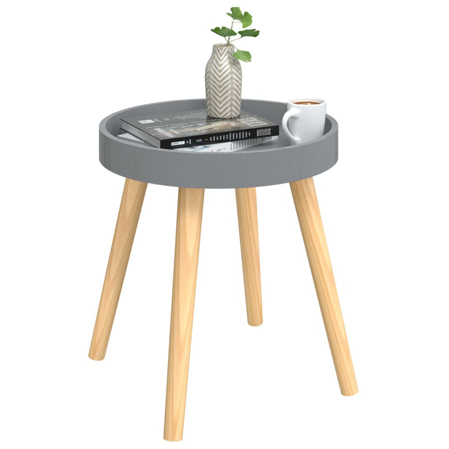 Bijzettafel 38X38X40 Cm Bewerkt Hout En Grenenhout Grijs
