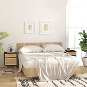 Nachtkastjes 2 st massief grenenhout poly rattan zwart 40x30x50 cm