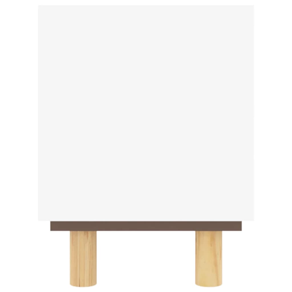 Tv-Meubel 80X30X40 Cm Massief Grenenhout En Rattan Wit