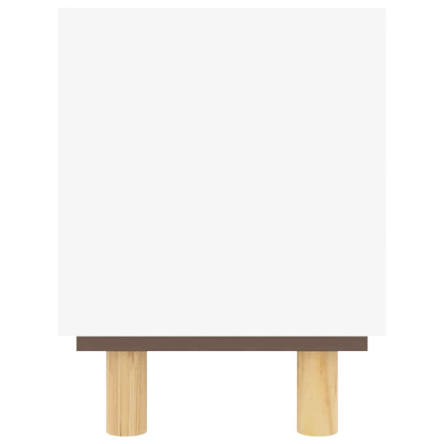 Tv-Meubel 80X30X40 Cm Massief Grenenhout En Rattan Wit