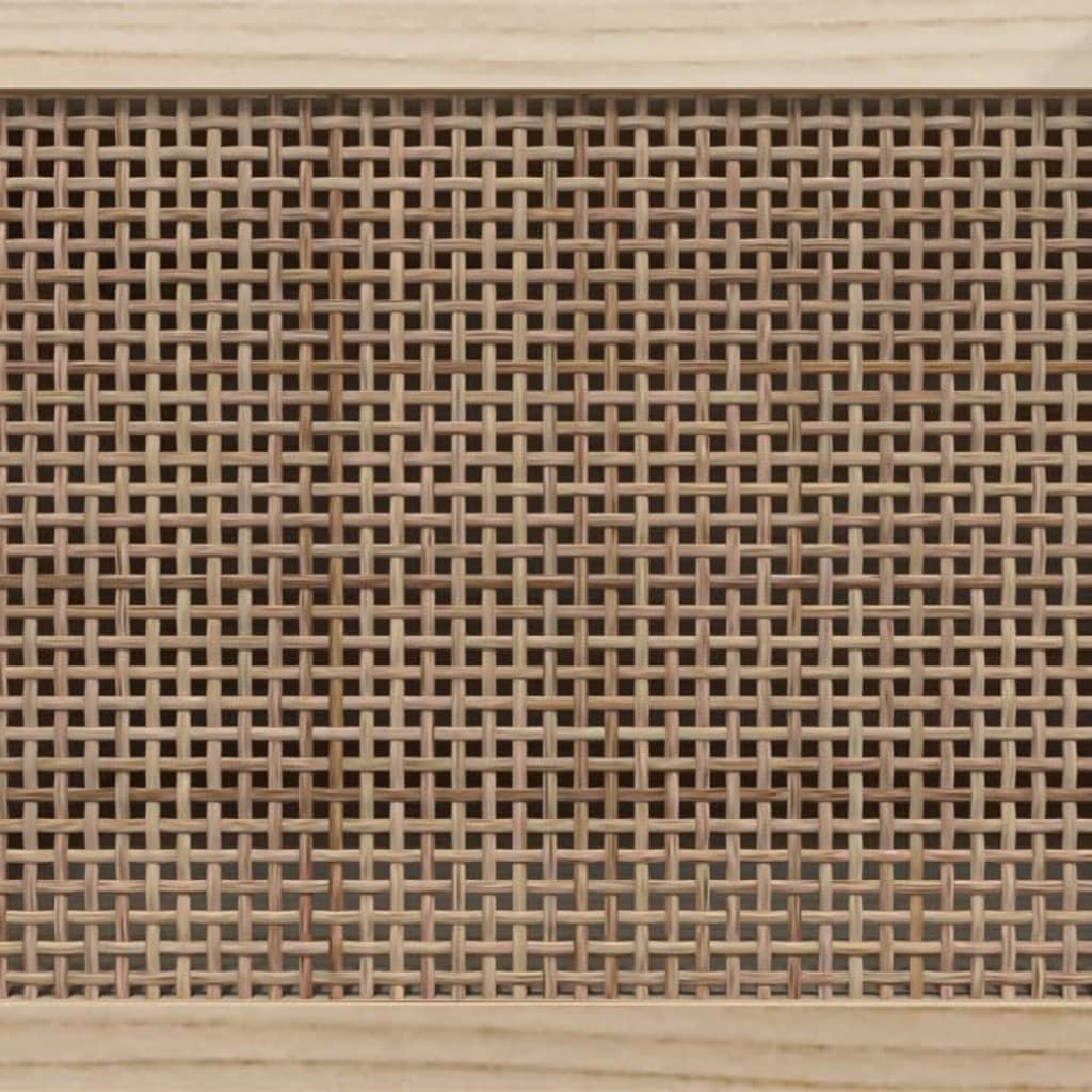 Tv-Meubel 80X30X40 Cm Massief Grenenhout En Rattan Wit