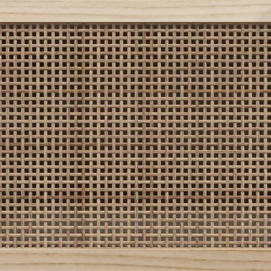 Tv-Meubel 80X30X40 Cm Massief Grenenhout En Rattan Wit