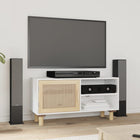 TV cabinet 80x30x40 cm solid pine and poly rattan white