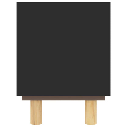 Tv-Meubel 80X30X40 Cm Massief Grenenhout En Rattan Zwart