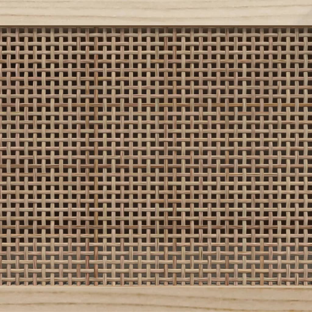 Tv-Meubel 80X30X40 Cm Massief Grenenhout En Rattan Bruin
