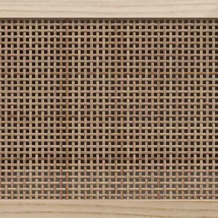 Tv-Meubel 80X30X40 Cm Massief Grenenhout En Rattan Bruin