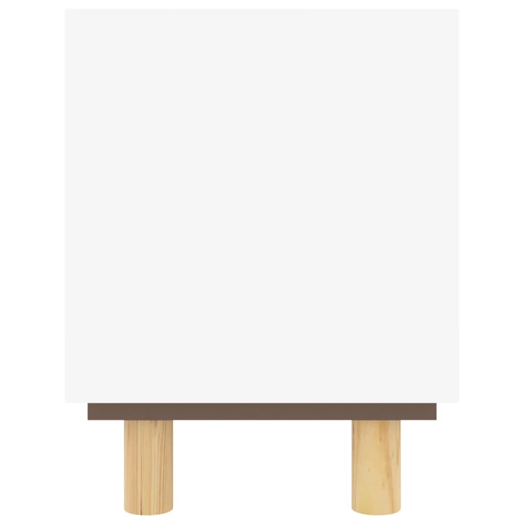 Tv-Meubel 05X30X40 Cm Massief Grenenhout En Rattan Wit