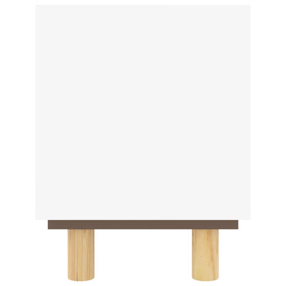 Tv-Meubel 05X30X40 Cm Massief Grenenhout En Rattan Wit