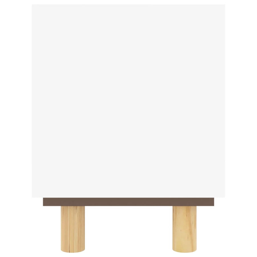 Tv-Meubel 05X30X40 Cm Massief Grenenhout En Rattan Wit