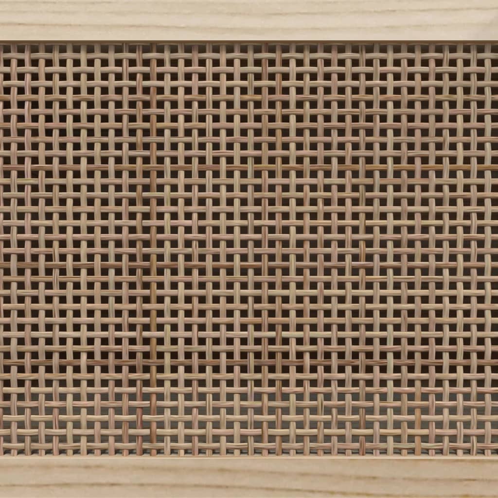 Tv-Meubel 05X30X40 Cm Massief Grenenhout En Rattan Zwart