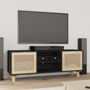 Tv-meubel 105x30x40 cm massief grenenhout rattan zwart