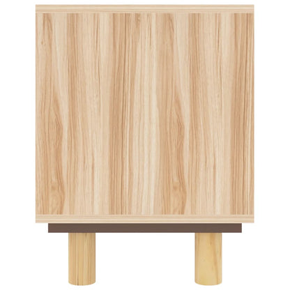 Tv-Meubel 05X30X40 Cm Massief Grenenhout En Rattan Bruin