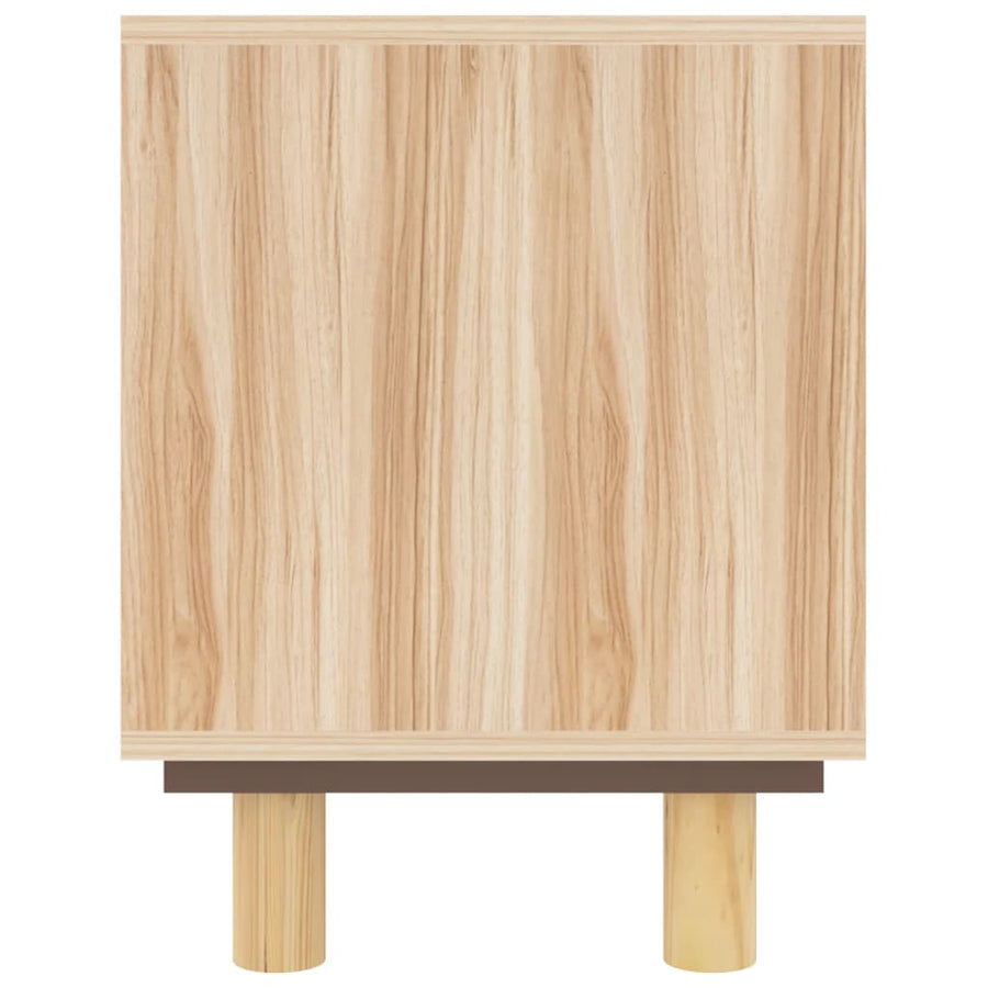 Tv-Meubel 05X30X40 Cm Massief Grenenhout En Rattan Bruin