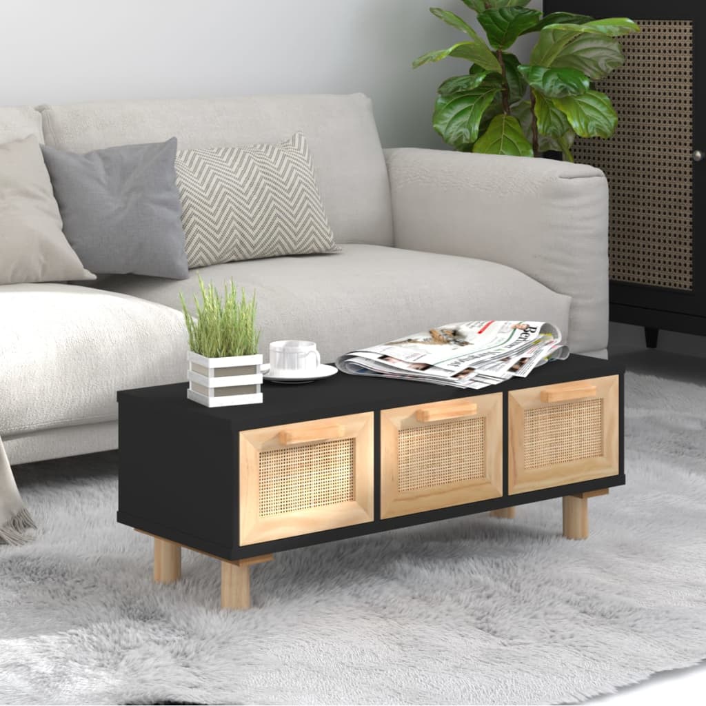 Salontafel 80X40X30 Cm Bewerkt Hout En Grenenhout Zwart