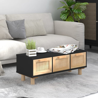 Salontafel 80X40X30 Cm Bewerkt Hout En Grenenhout Zwart