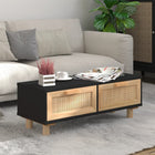 Salontafel 80x40x30 cm bewerkt hout grenenhout zwart 2 lades