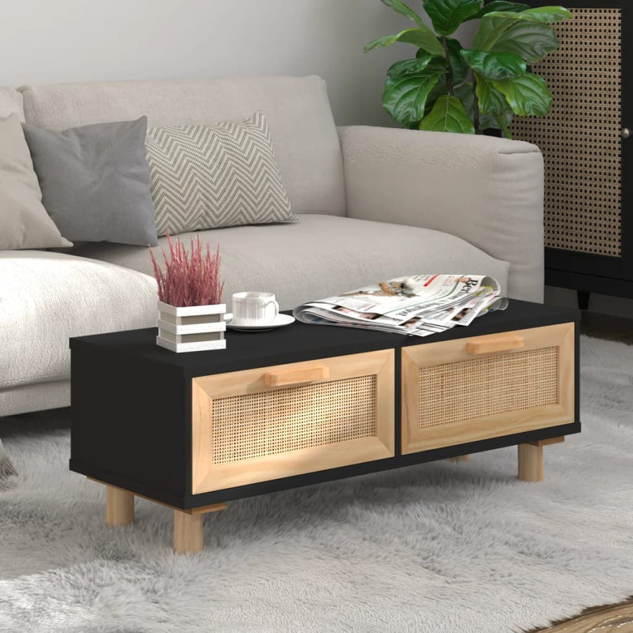 Salontafel 80x40x30 cm bewerkt hout en grenenhout zwart