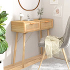 Wandtafel 80x30x75 cm massief grenenhout poly rattan bruin