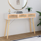 Wandtafel 105x30x75 cm grenenhout rattan wit