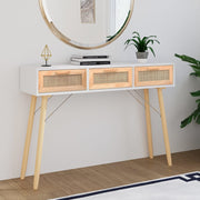 Wandtafel 105x30x75 cm grenenhout rattan wit