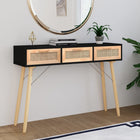 Wandtafel 105x30x75 cm massief grenenhout rattan zwart
