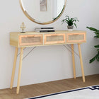Wandtafel 105x30x75 cm massief grenenhout rattan