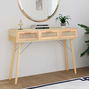 Wandtafel 105x30x75 cm massief grenenhout rattan