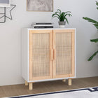 Dressoir 60x30x70 cm grenenhout poly rattan wit